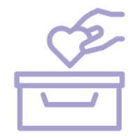 Icon showing a hand putting a heart into a box