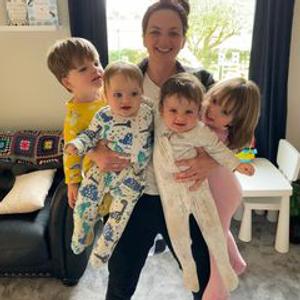 Annie Burton holding William, Henry, Eadie and Elizabeth