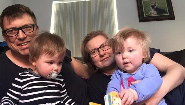 Weronika and David with their twin girls