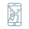 Icon showing a phone with a map on the screen