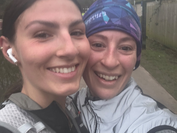 Eliza and her sister Imogen on a training run